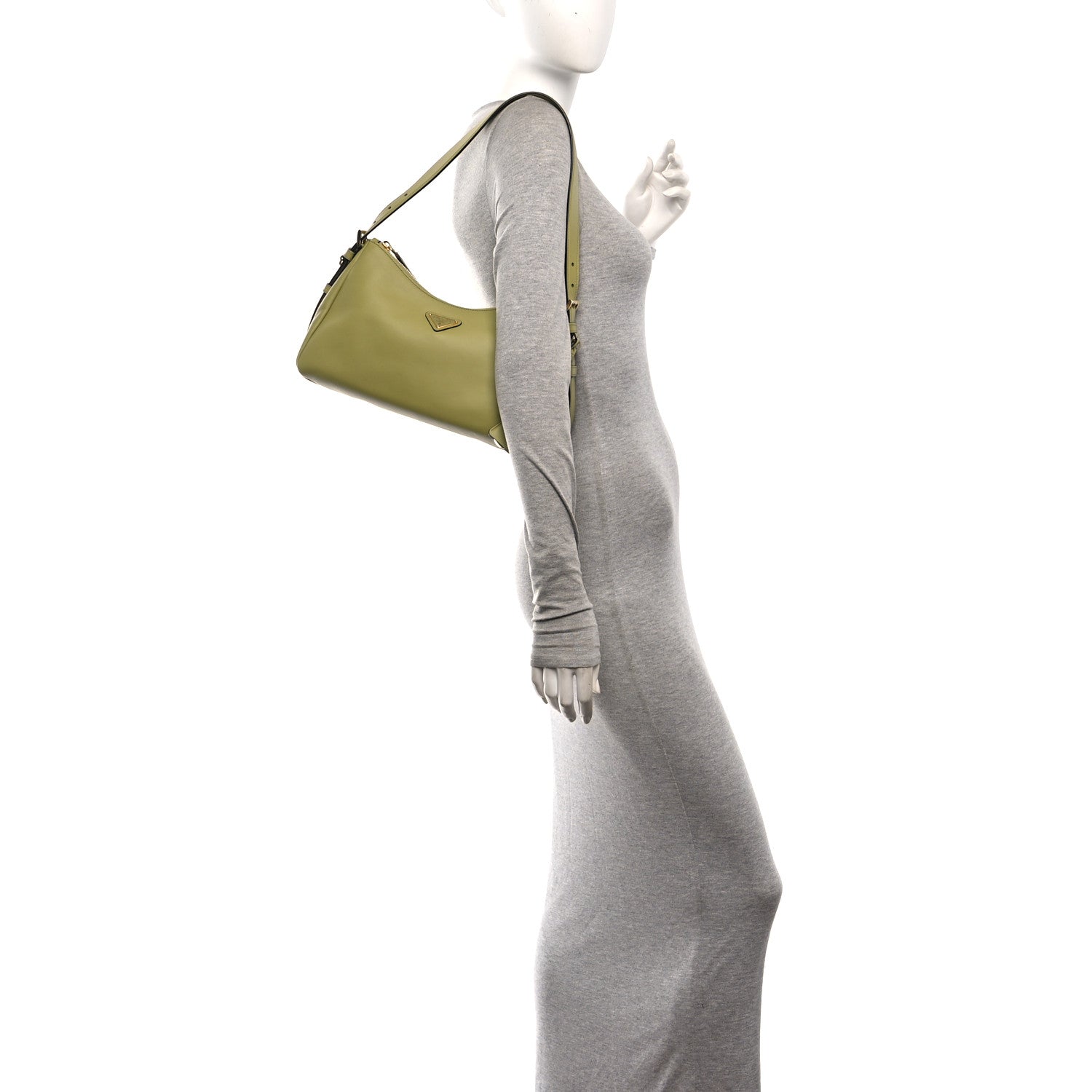 Prada Soft Calfskin Medium Aimee Shoulder Bag Pistachio 2 of 10