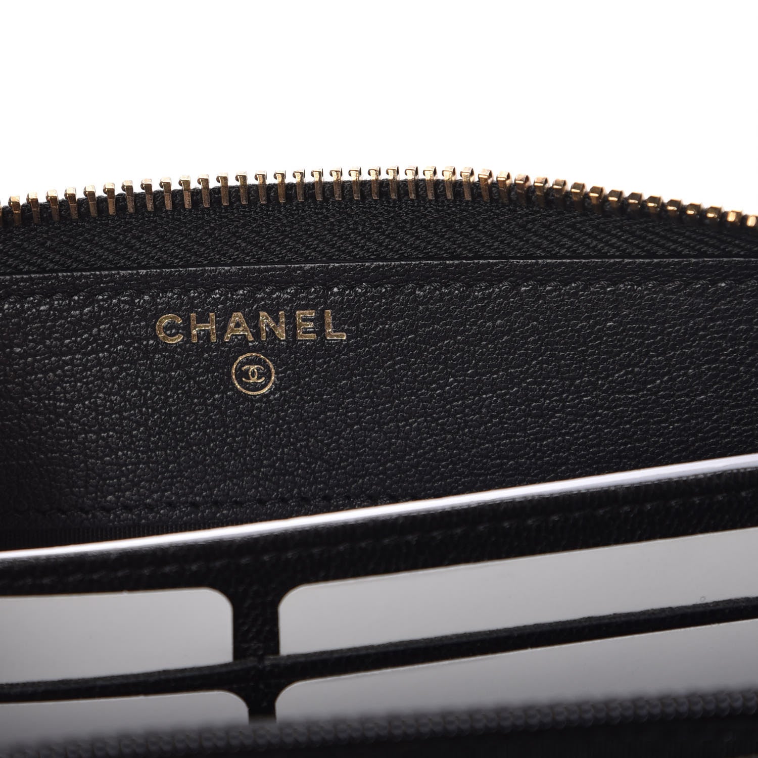 Chanel Patent Quilted Large Gusset Zip Around Wallet Black 6 of 11