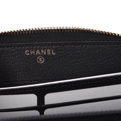 Chanel Patent Quilted Large Gusset Zip Around Wallet Black 6 of 11