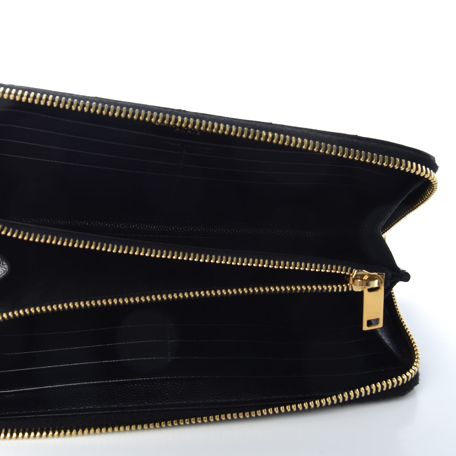 Saint Laurent Grain De Poudre Matelasse Chevron Monogram Zip Around Wallet Black 5 of 6