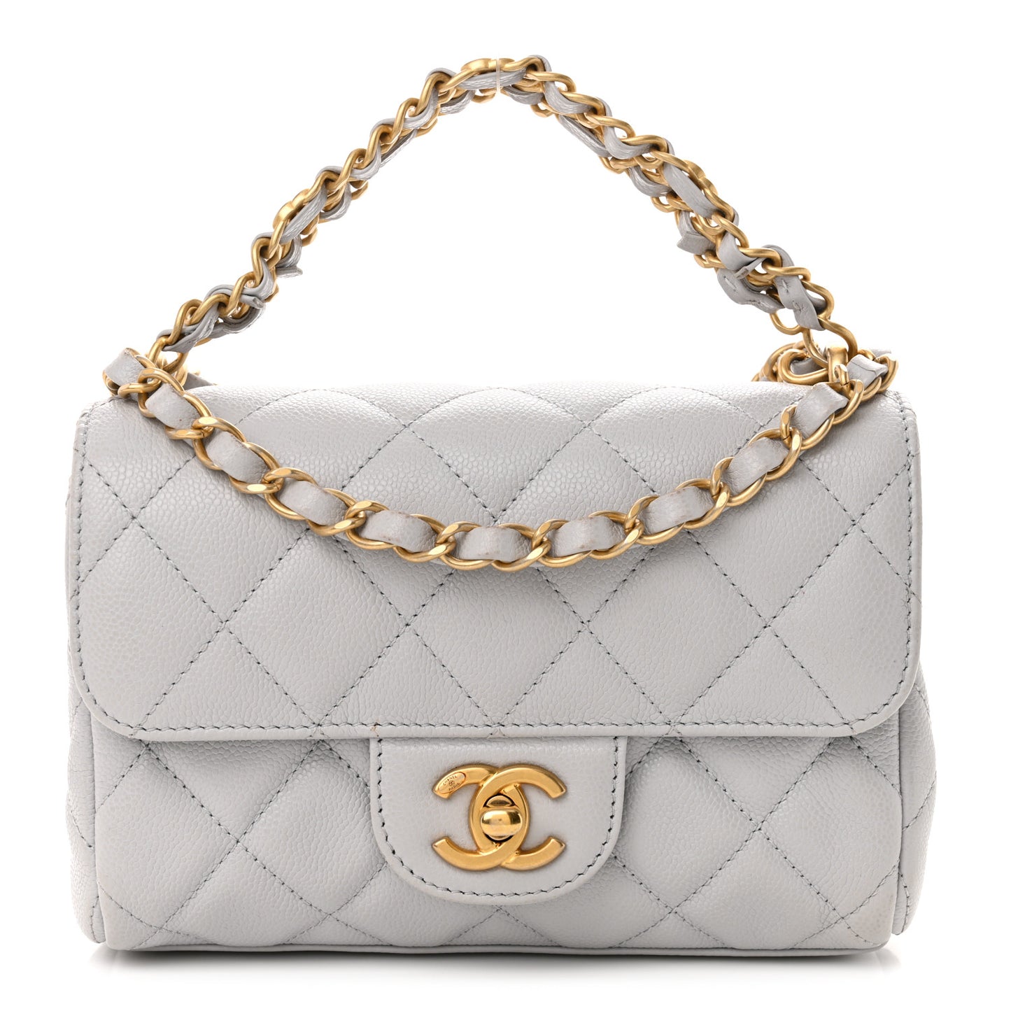 Caviar Quilted Mini Flap Grey