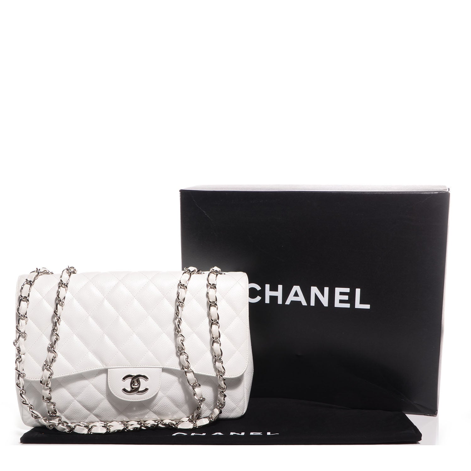 Chanel Caviar Jumbo Single Flap White 5 of 9
