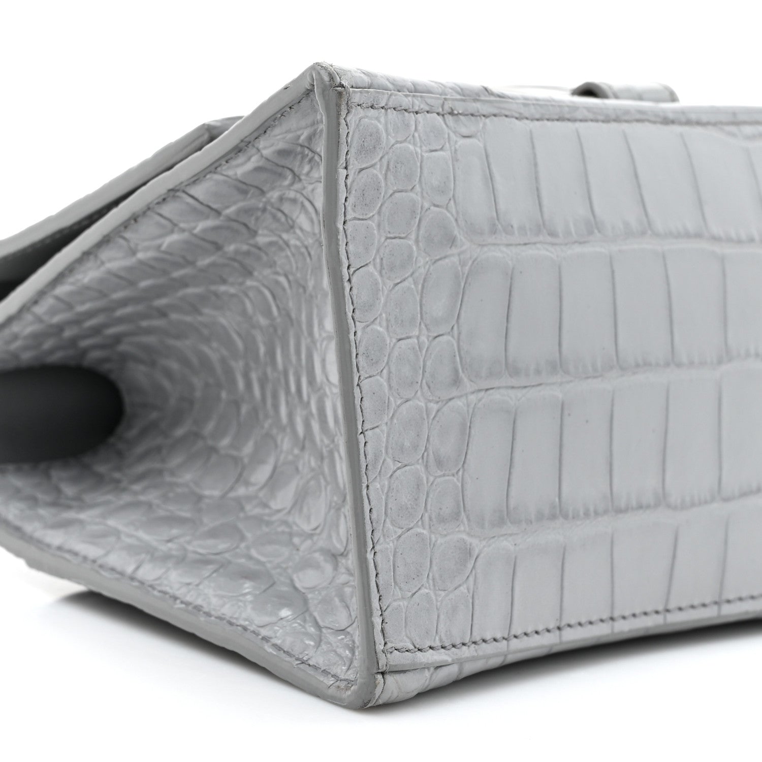 Balenciaga Shiny Calfskin Crocodile Embossed Small Hourglass Top Handle Bag Balenciaga Grey 9 of 17