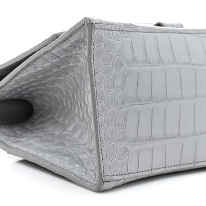 Balenciaga Shiny Calfskin Crocodile Embossed Small Hourglass Top Handle Bag Balenciaga Grey 9 of 17
