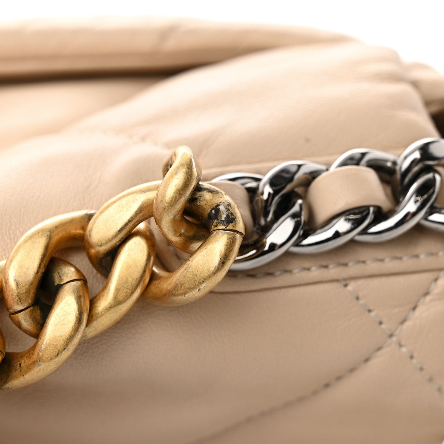 Lambskin Quilted Medium Chanel 19 Flap Beige