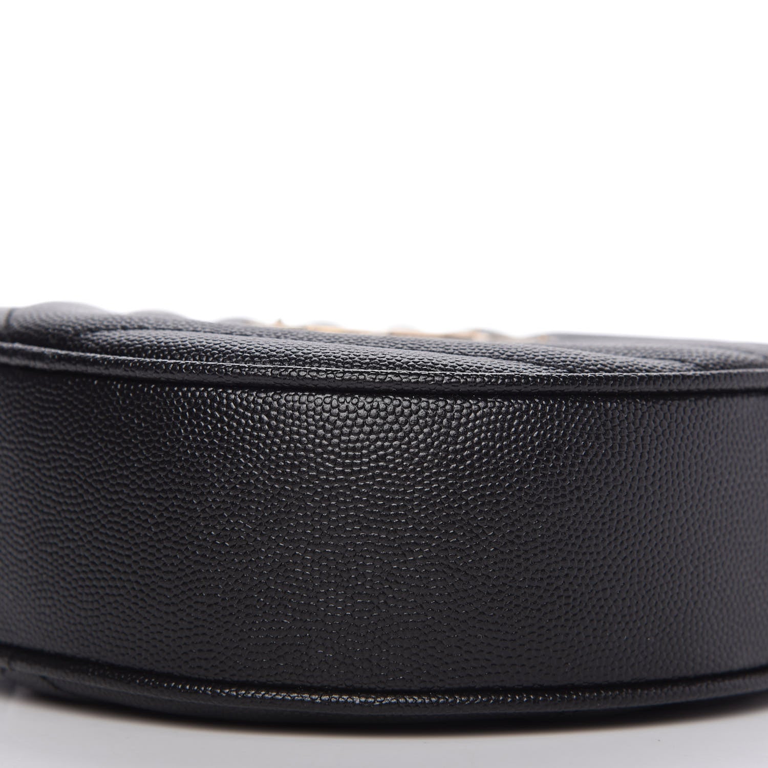Saint Laurent Grain De Poudre Matelasse Chevron Quilted Round Vinyle Camera Bag Black 7 of 10