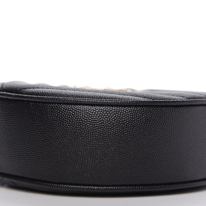 Saint Laurent Grain De Poudre Matelasse Chevron Quilted Round Vinyle Camera Bag Black 7 of 10