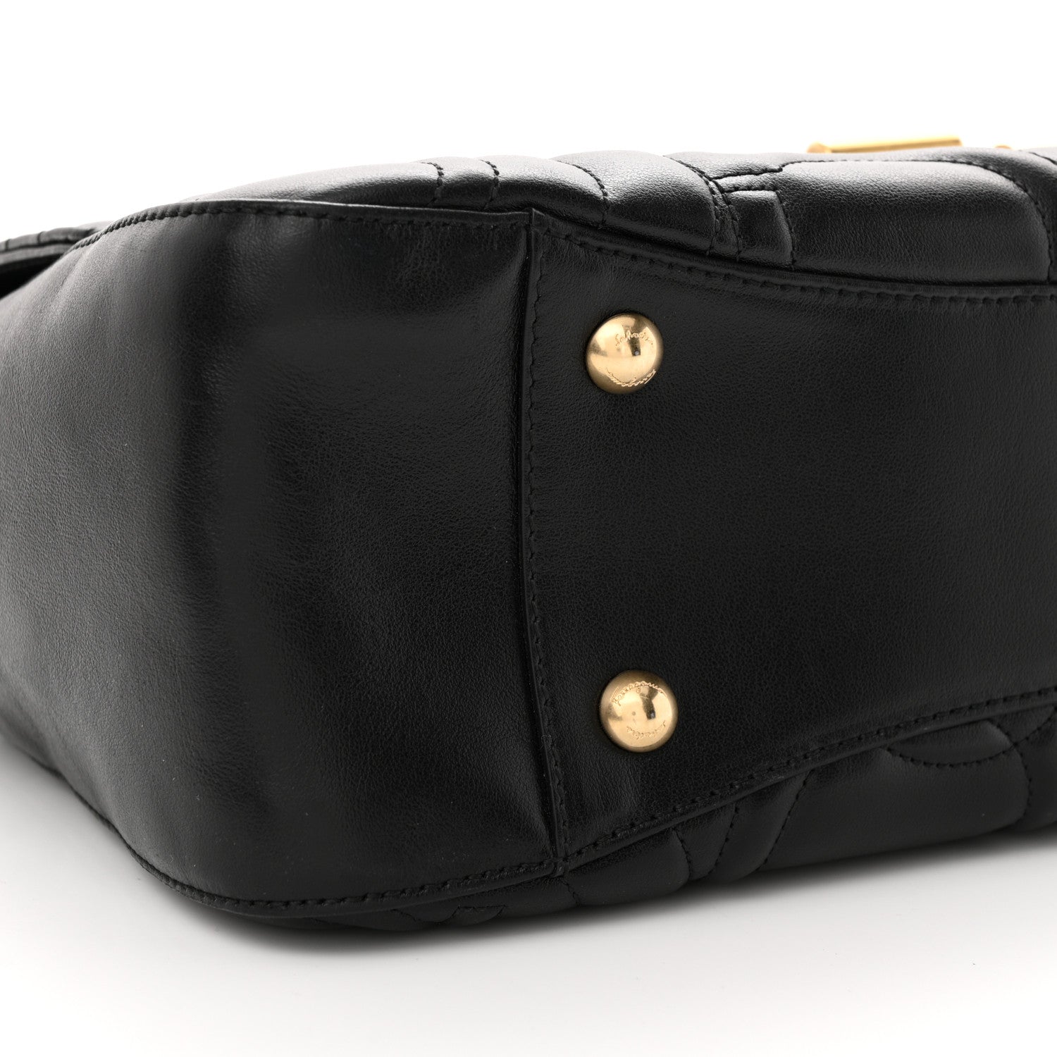 Salvatore Ferragamo Calfskin Quilted Gancini Top Handle Flap Bag Black 8 of 12