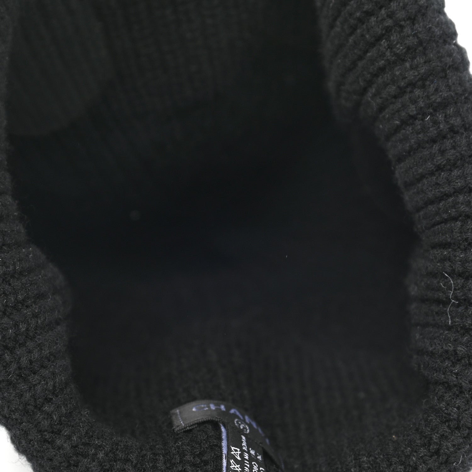 Chanel Wool Cashmere CC Beanie Hat Black White 4 of 5