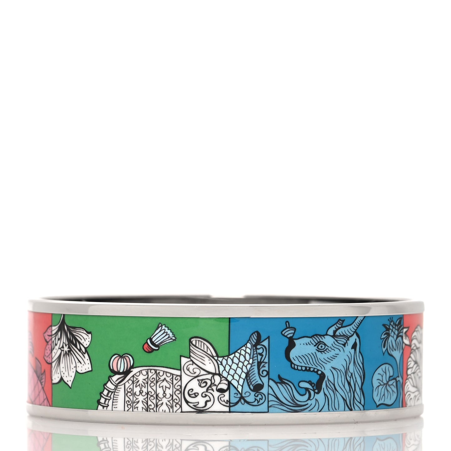 Enamel Printed Della Cavalleria Favolosa Wide Bracelet 62 Aqua Cobalt Rouge