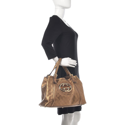Gucci Metallic Guccissima Medium Britt Tote Gold 2 of 11