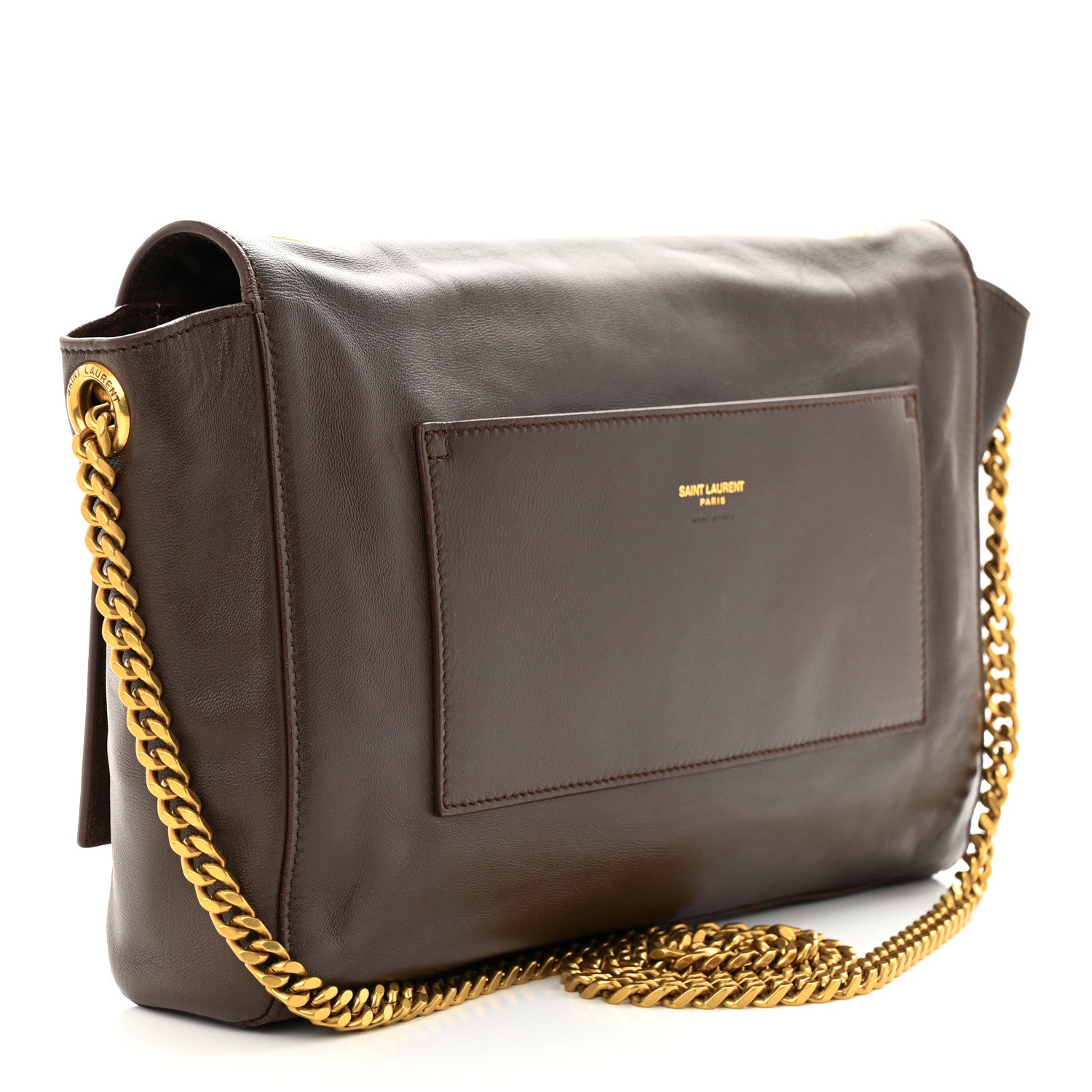 Saint Laurent Smooth Calfskin Suede Medium Reversible Monogram Kate Satchel Military Brown 3 of 10