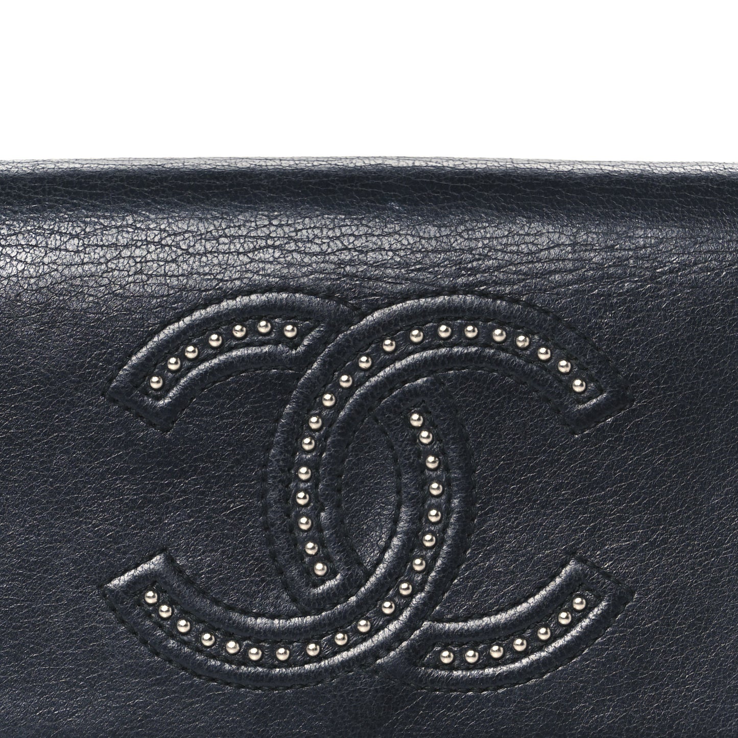 Lambskin Studded CC Flap Wallet Black