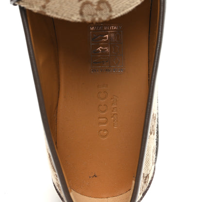 Gucci Monogram Horsebit Calfskin Womens Horsebit Wedge Platform Loafers 35.5 Beige Ebony 6 of 8