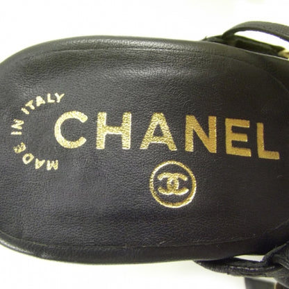 Chanel Gold Crystal Chain Sandals 36.5 Black 5 of 7