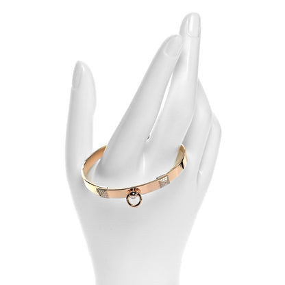 Hermes 18K Rose Gold Diamond PM Collier De Chien Bracelet SH 2 of 4
