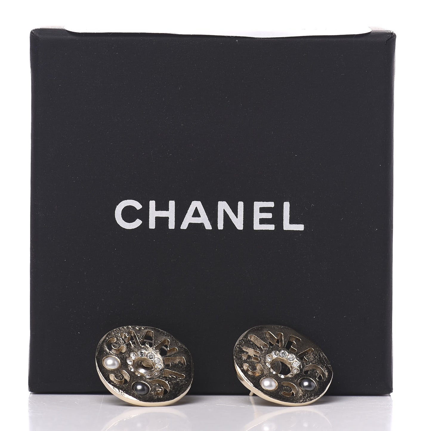 Crystal Pearl Papyrus Stud Earrings Gold Grey