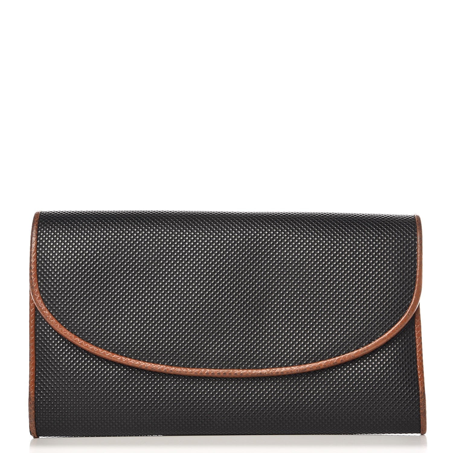Bottega Veneta Rubberized Canvas Marco Polo Long Flap Wallet Black Brown 1 of 7