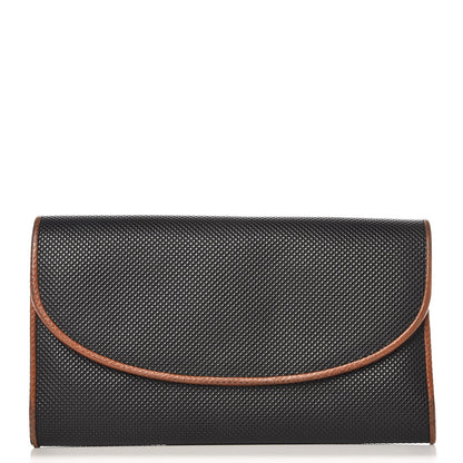 Bottega Veneta Rubberized Canvas Marco Polo Long Flap Wallet Black Brown 1 of 7