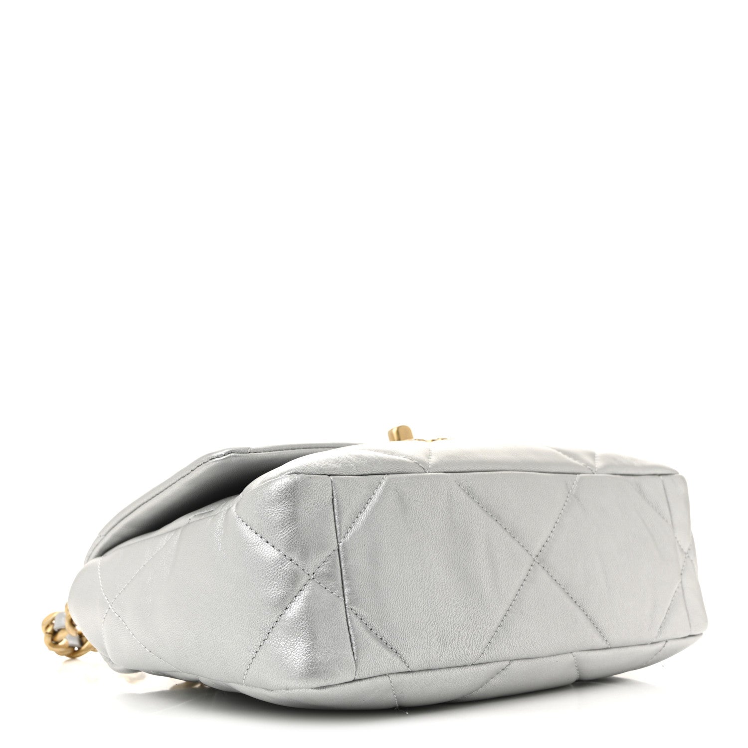 Chanel Metallic Goatskin Quilted Medium Chanel 19 Flap Silver 4 of 11