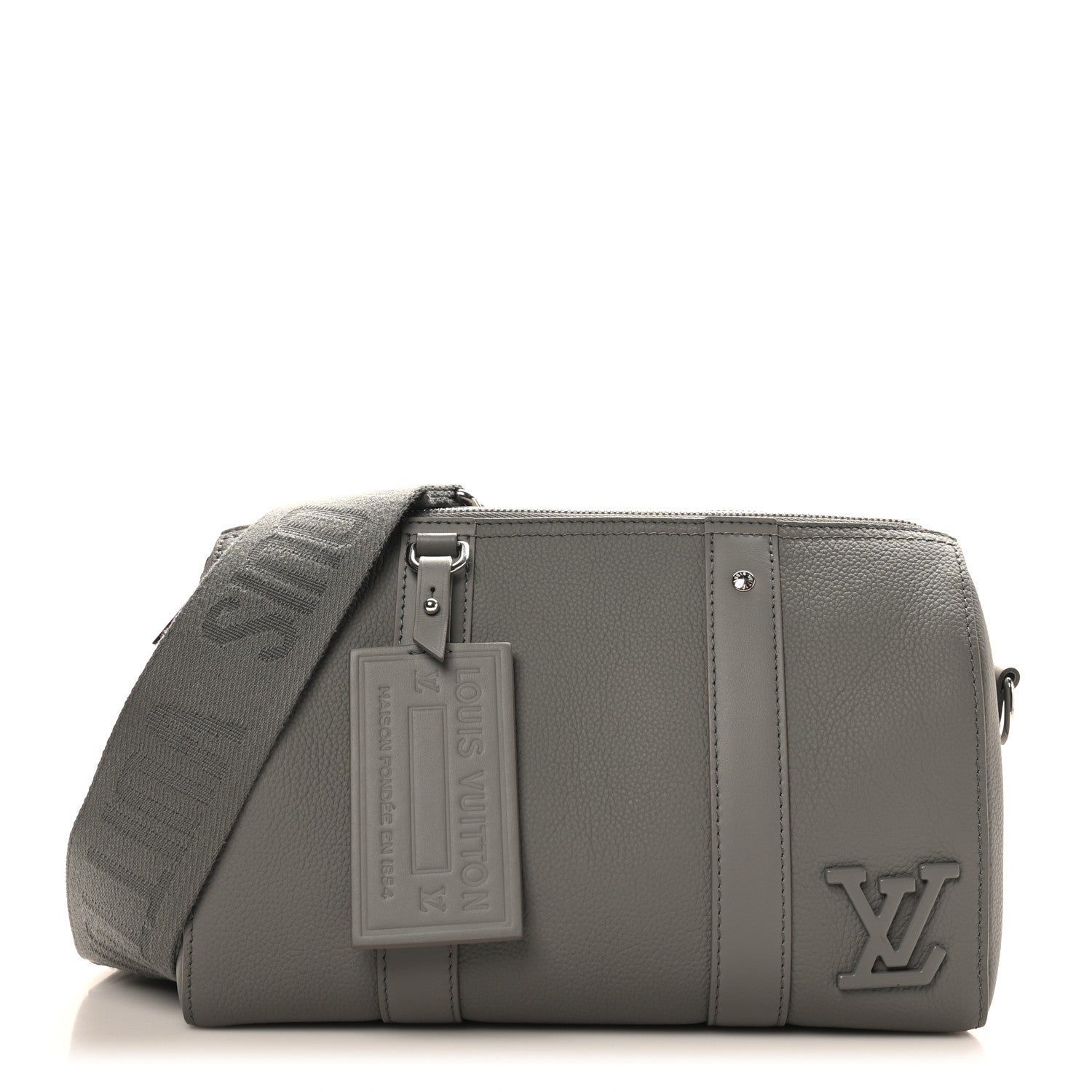Louis Vuitton Grained Calfskin Aerogram City Keepall Gris 1 of 8