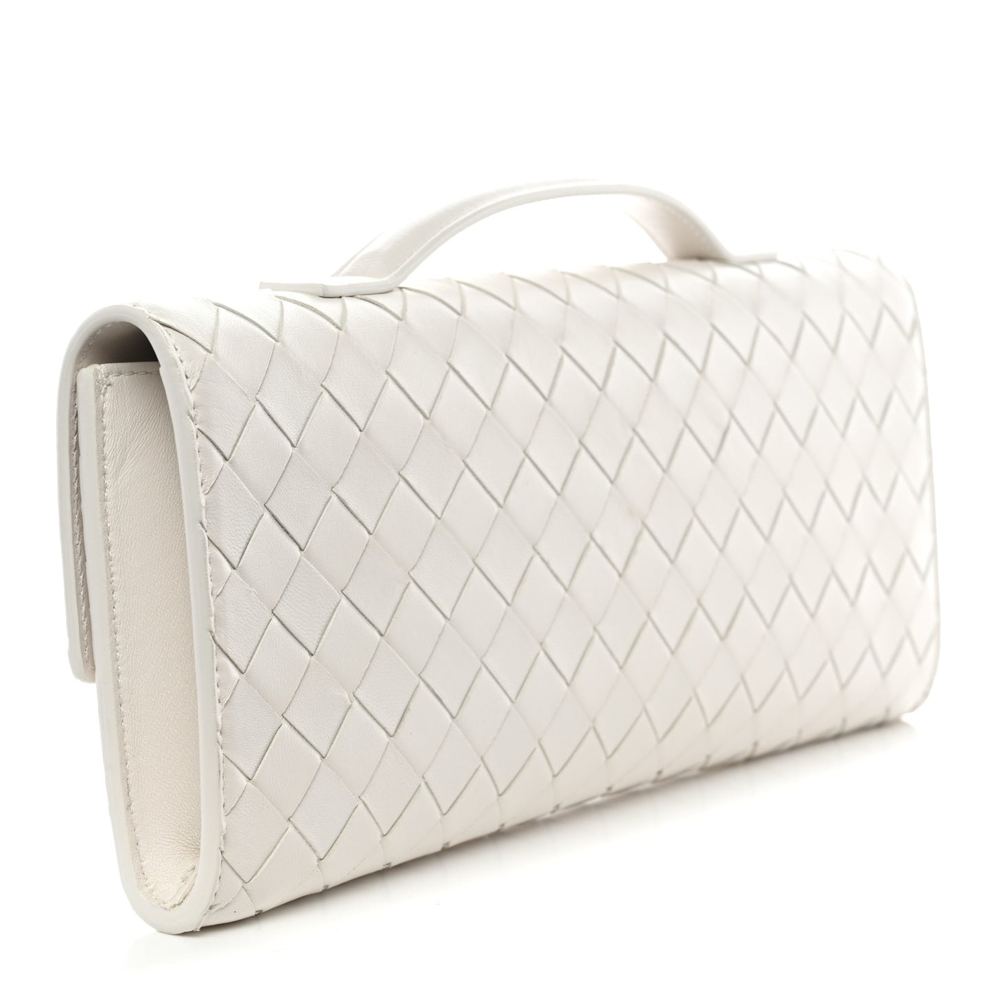 Nappa Intrecciato Long Andiamo Top Handle Clutch White