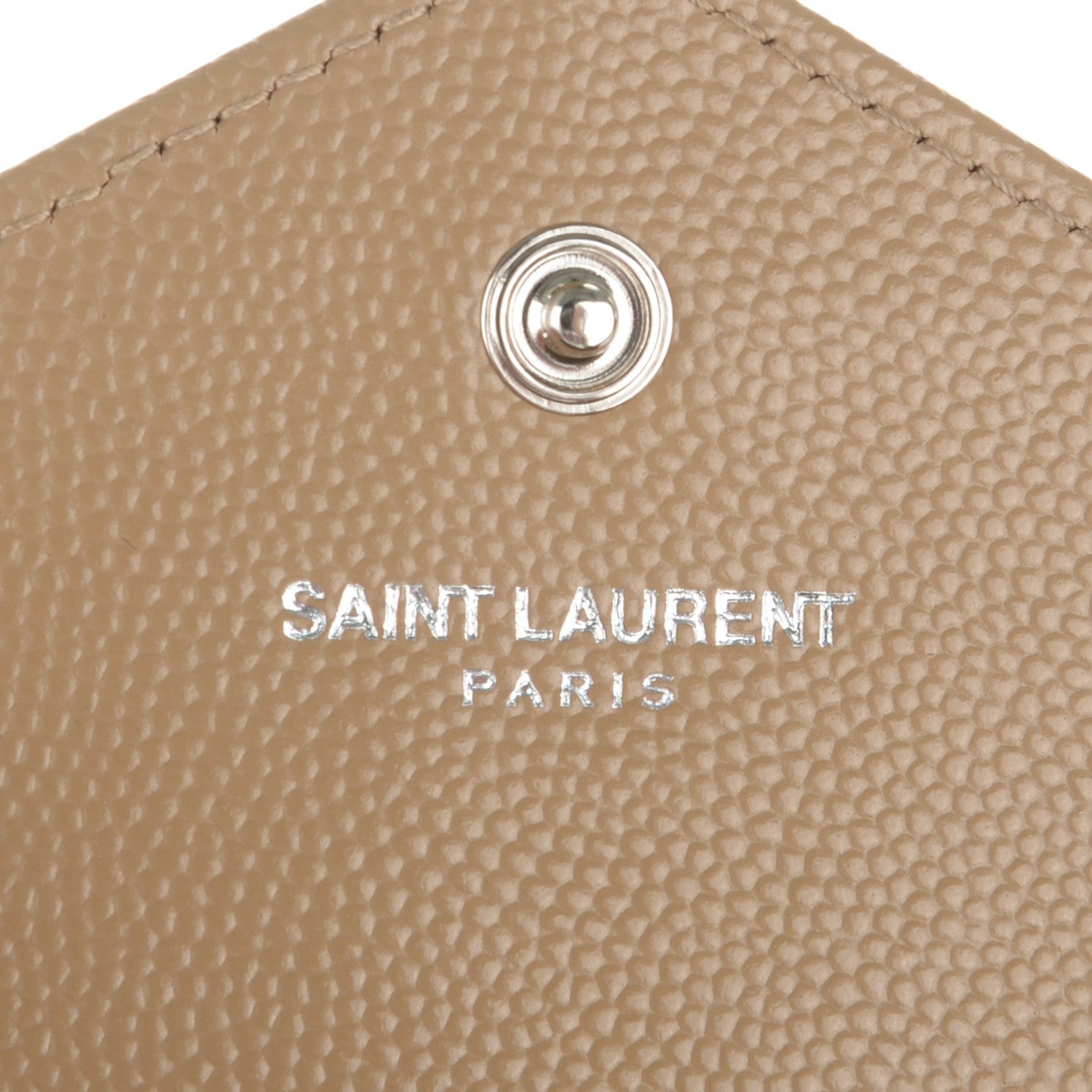 Saint Laurent Grain De Poudre Matelasse Chevron Small Monogram Envelope Wallet Dark Beige 6 of 8
