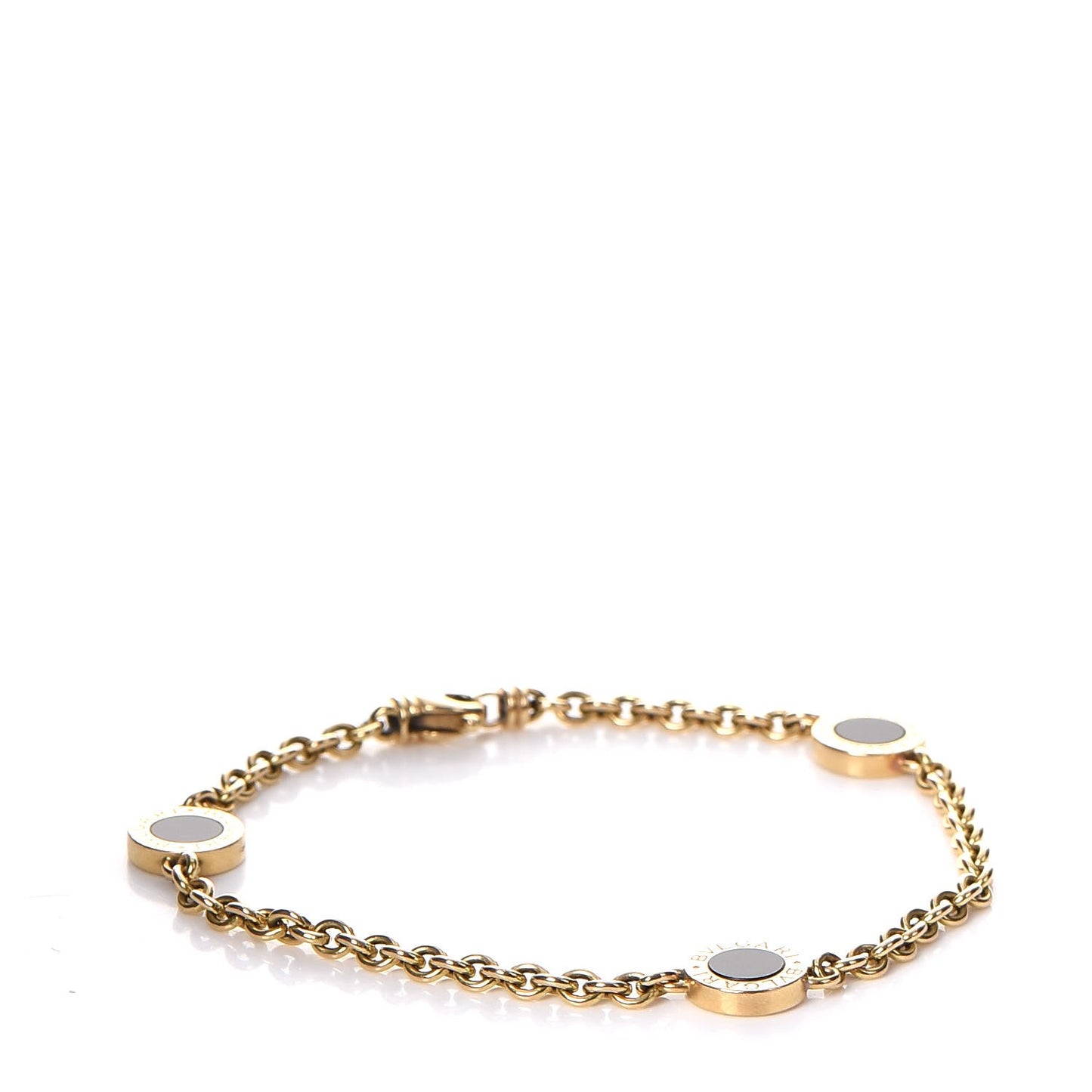 18K Yellow Gold Onyx BVLGARI BVLGARI Station Bracelet