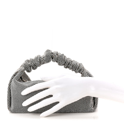 Alexander Wang Mesh Crystal Rhinestone Mini Scrunchie Clutch Black Silver 2 of 13