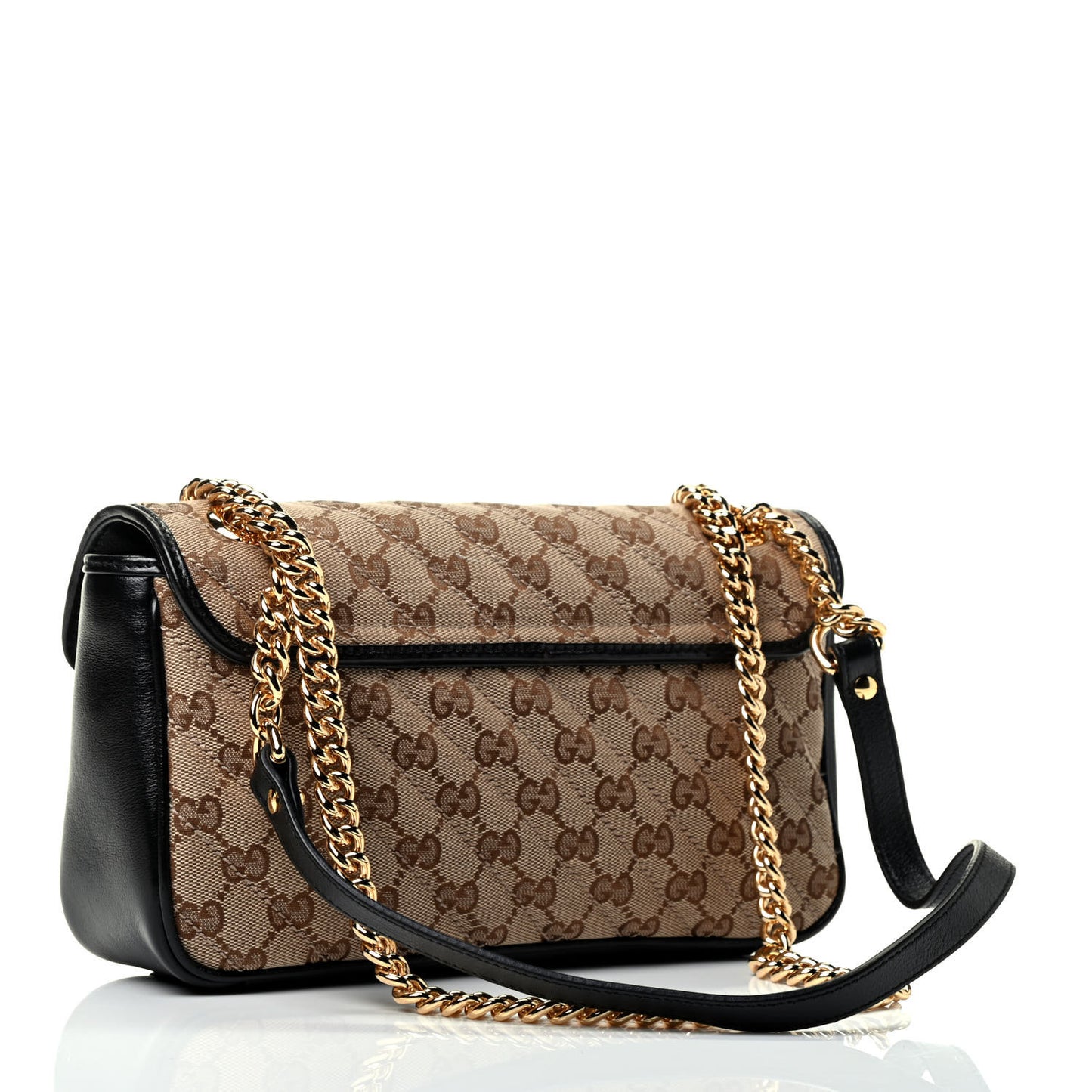 Monogram Matelasse Diagonal Small GG Marmont Shoulder Bag Beige Black
