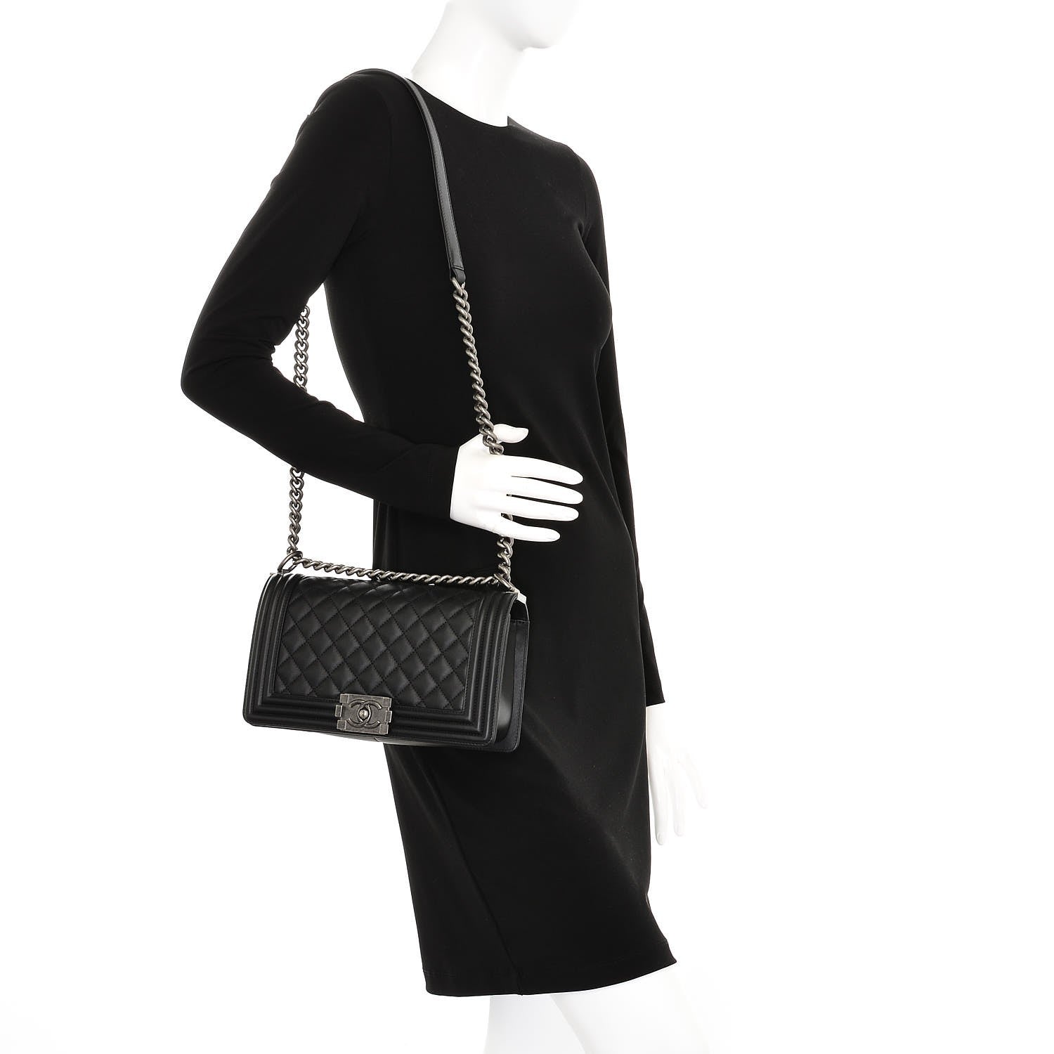 Chanel Calfskin Quilted Medium Boy Flap Black 2 of 8