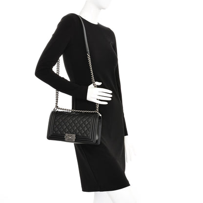 Chanel Calfskin Quilted Medium Boy Flap Black 2 of 8