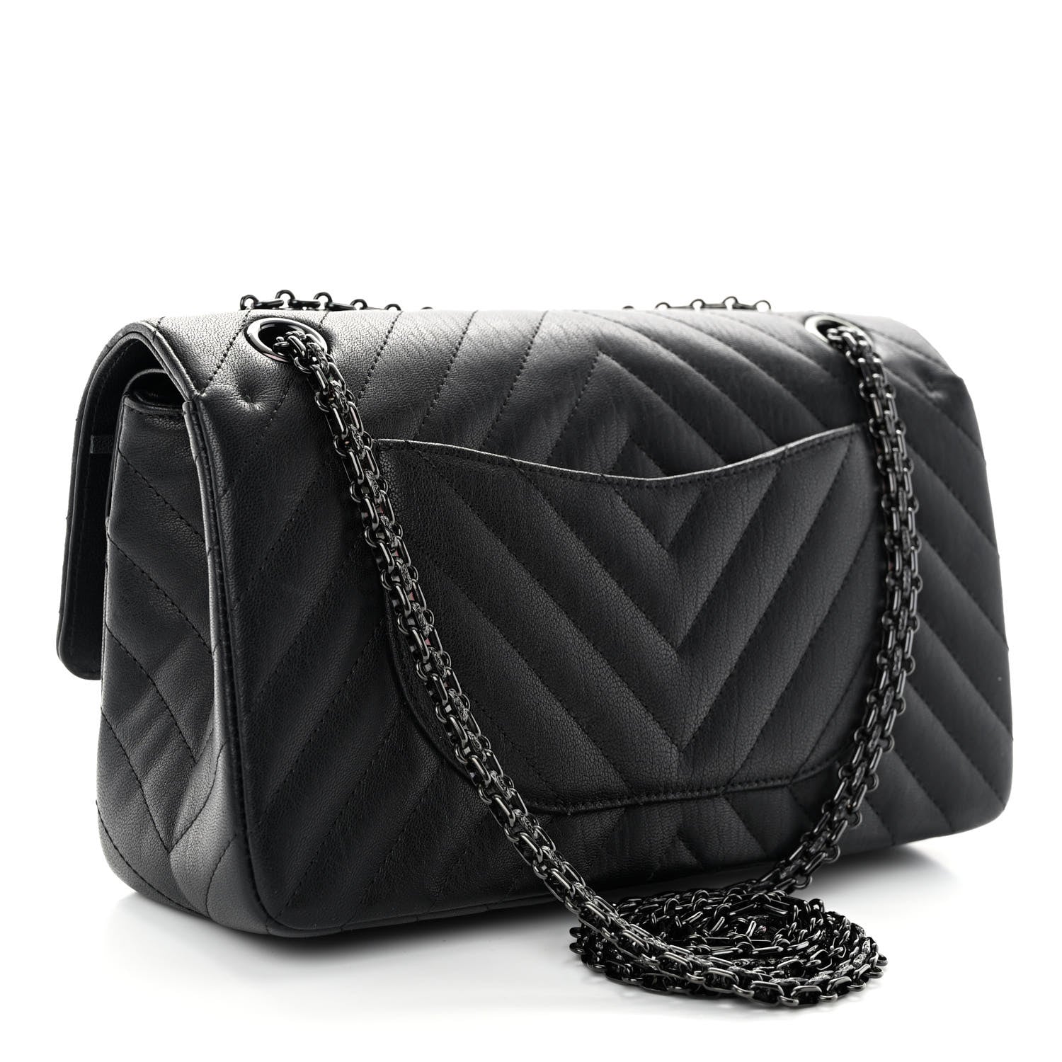 Chanel Sheepskin Chevron Quilted 2.55 Reissue 225 Double Flap So Black 3 of 13