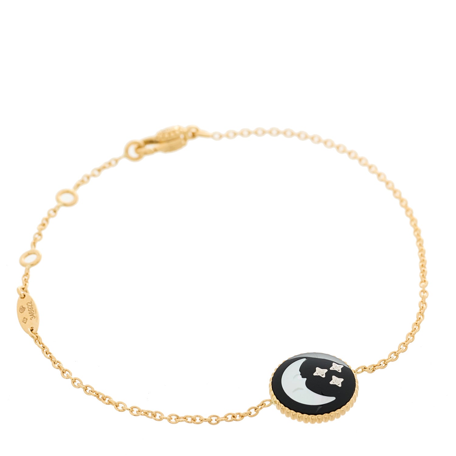 Christian Dior 18K Yellow Gold Diamond Black Onyx Mother of Pearl Rose Celeste Bracelet 2 of 4