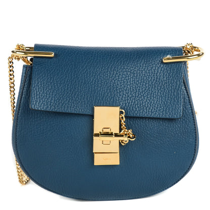 Chloe Grained Lambskin Mini Drew Shoulder Bag Factory Blue 1 of 9