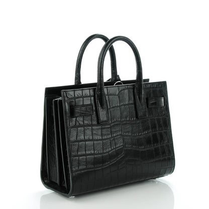 Saint Laurent Calfskin Crocodile Embossed Nano Sac De Jour Black 3 of 6