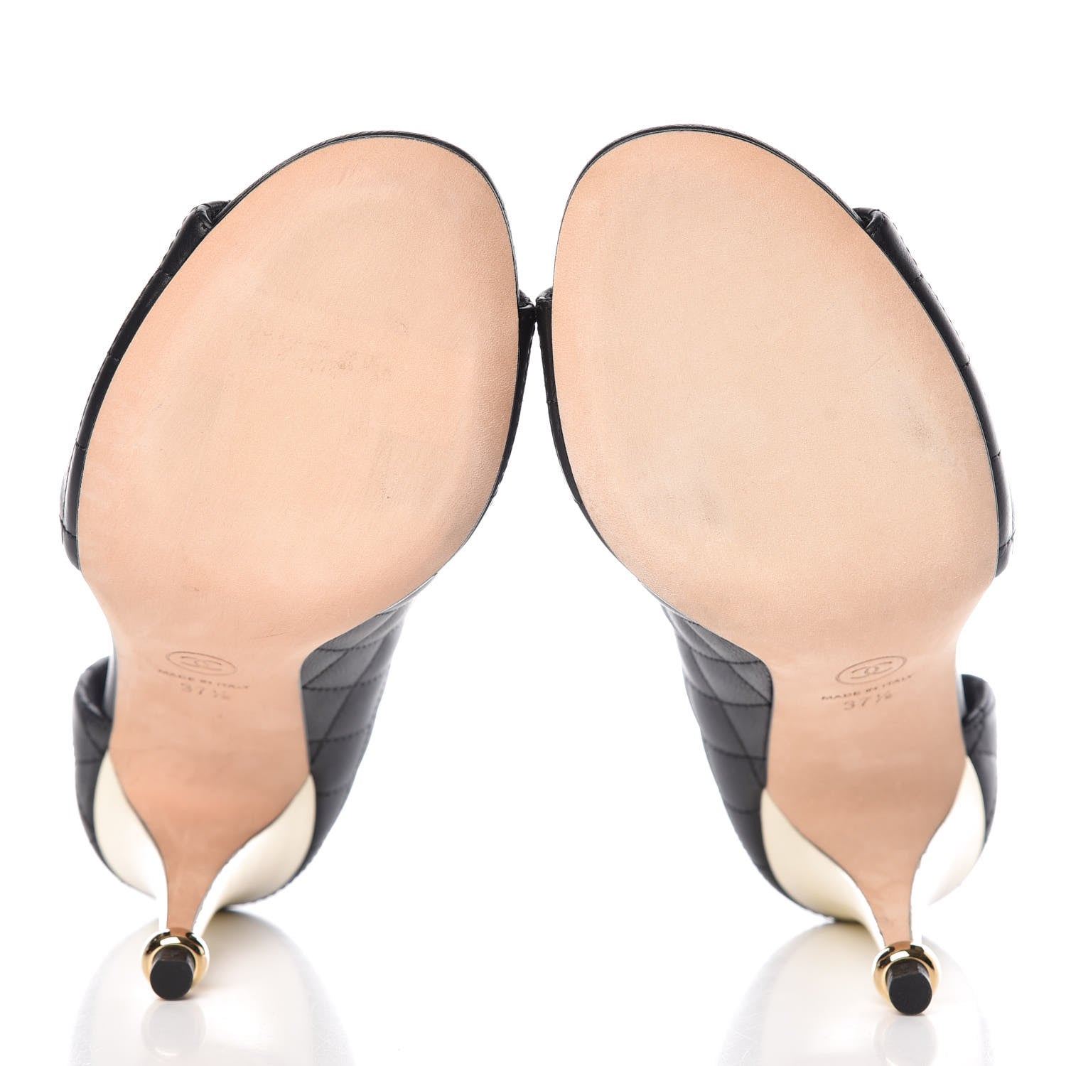 Chanel Calfskin Quilted Peep Toe Pumps 37.5 Black 5 of 7