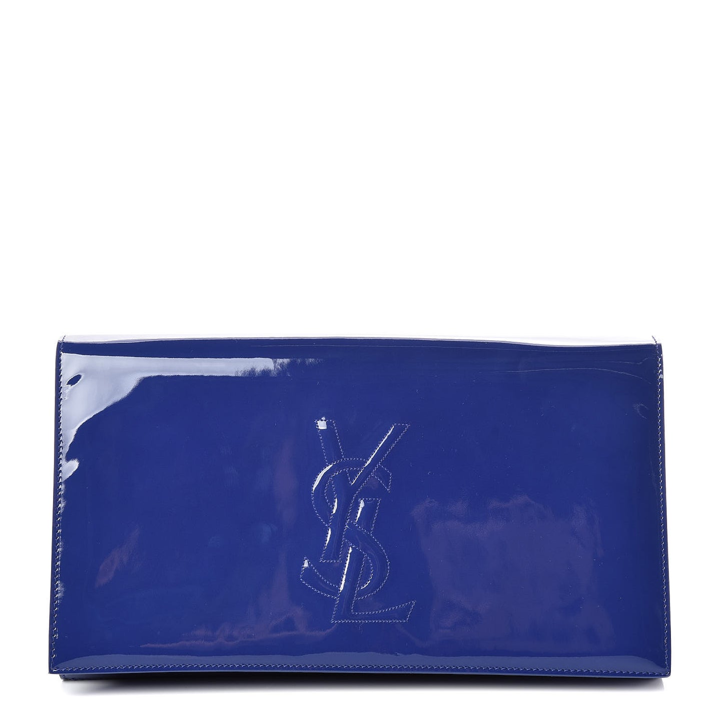 Patent Calfskin Monogram Large Belle De Jour Clutch Royal Blue