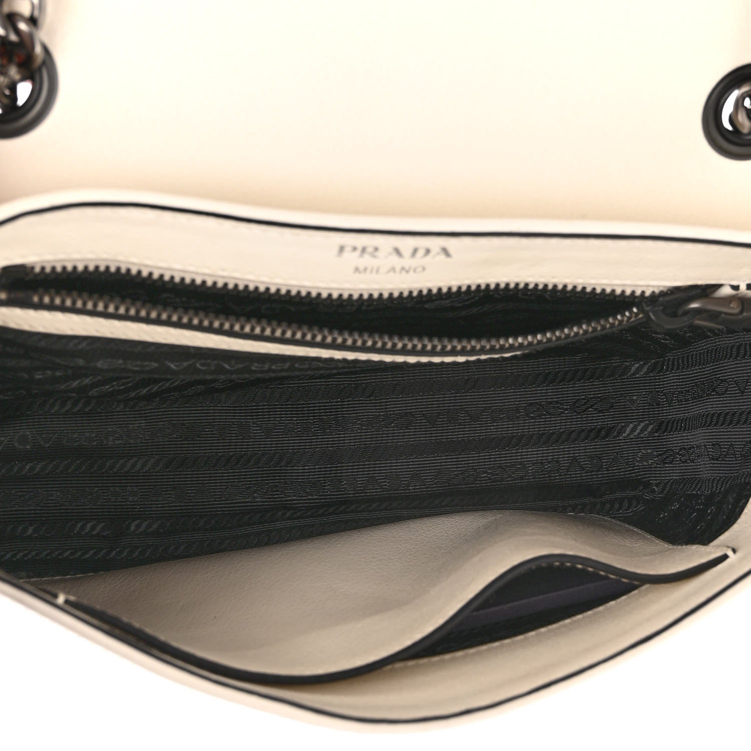 Prada Vitello Studded Crossbody White Black 5 of 9