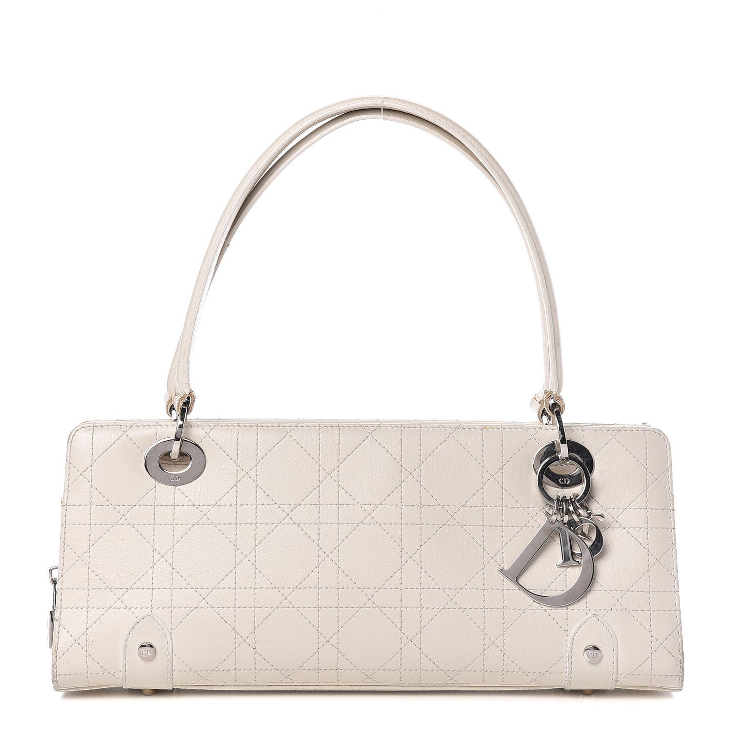 Calfskin Cannage Stitched East West Lady Dior White