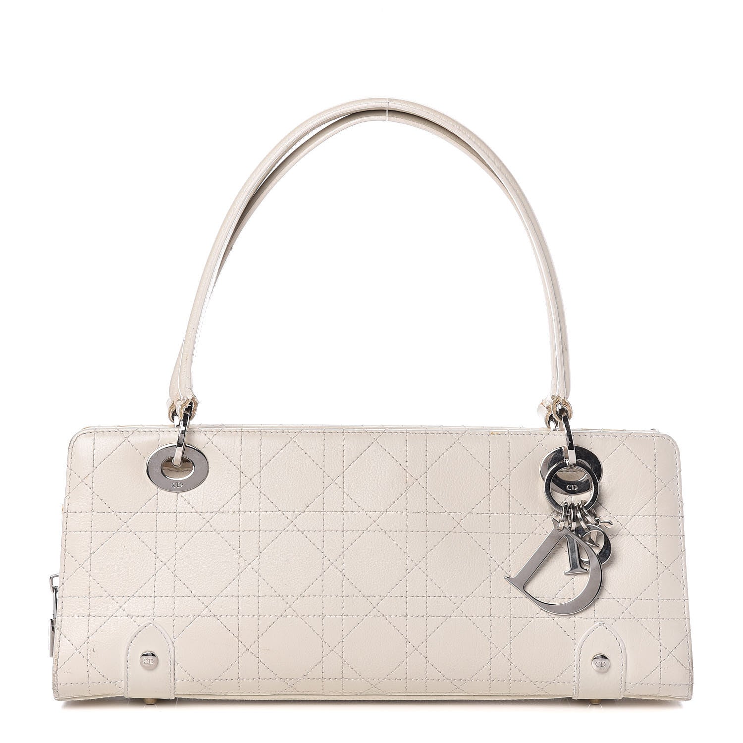 Christian Dior Calfskin Cannage Stitched East West Lady Dior White 1 of 29