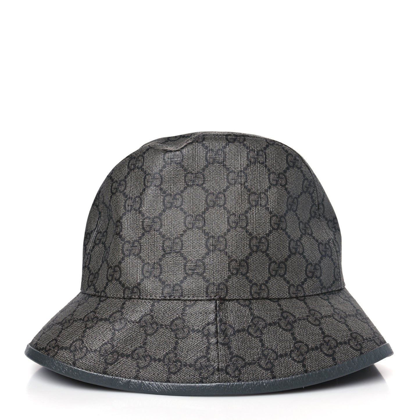 GG Supreme Monogram Textured Dollar Calfskin GG Blackie Fedora Hat M Grey Black Graphite