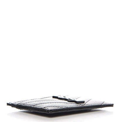 Saint Laurent Grain De Poudre Matelasse Chevron Monogram Credit Card Case Black 4 of 8