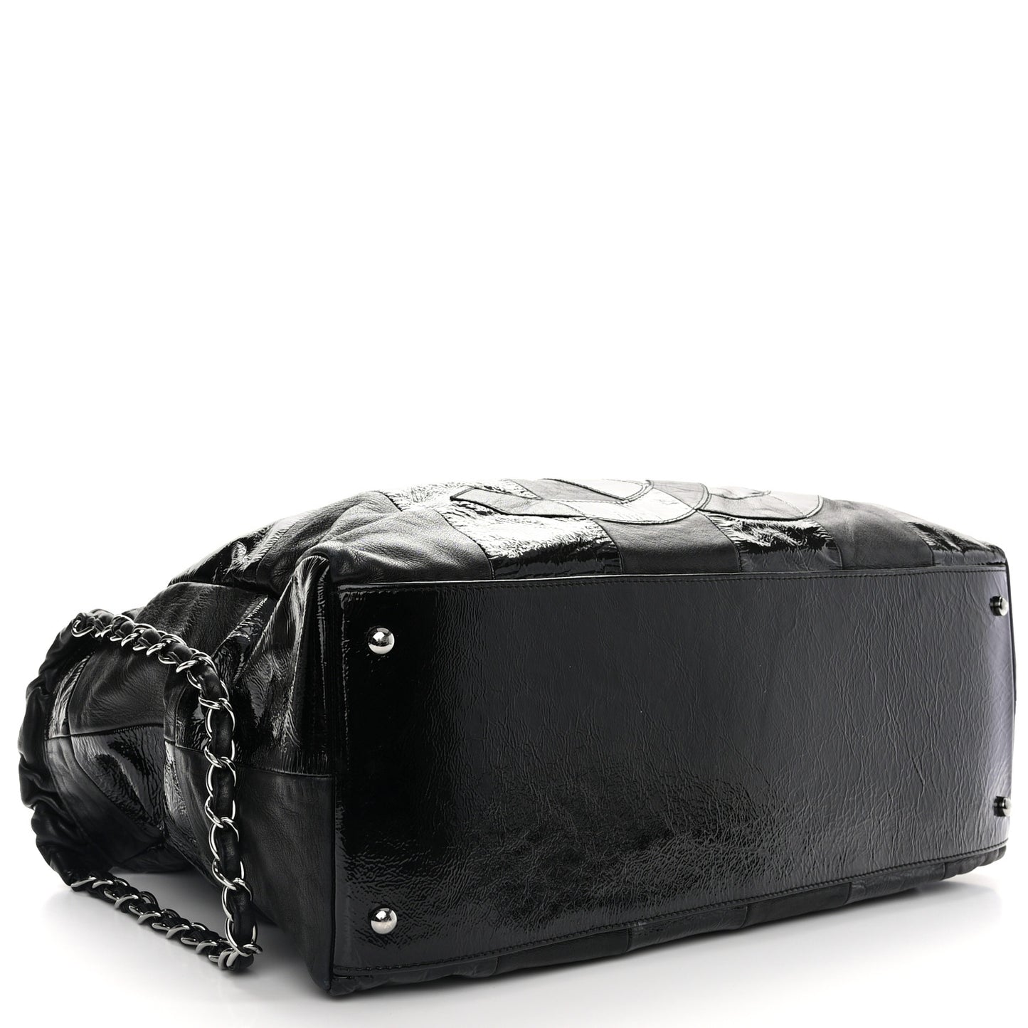 Lambskin Patent Calfskin Brooklyn Patchwork Hobo Black