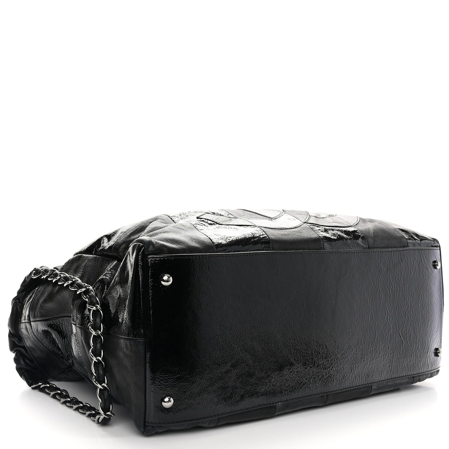 Chanel Lambskin Patent Calfskin Brooklyn Patchwork Hobo Black 4 of 11