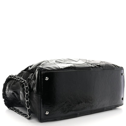 Chanel Lambskin Patent Calfskin Brooklyn Patchwork Hobo Black 4 of 11