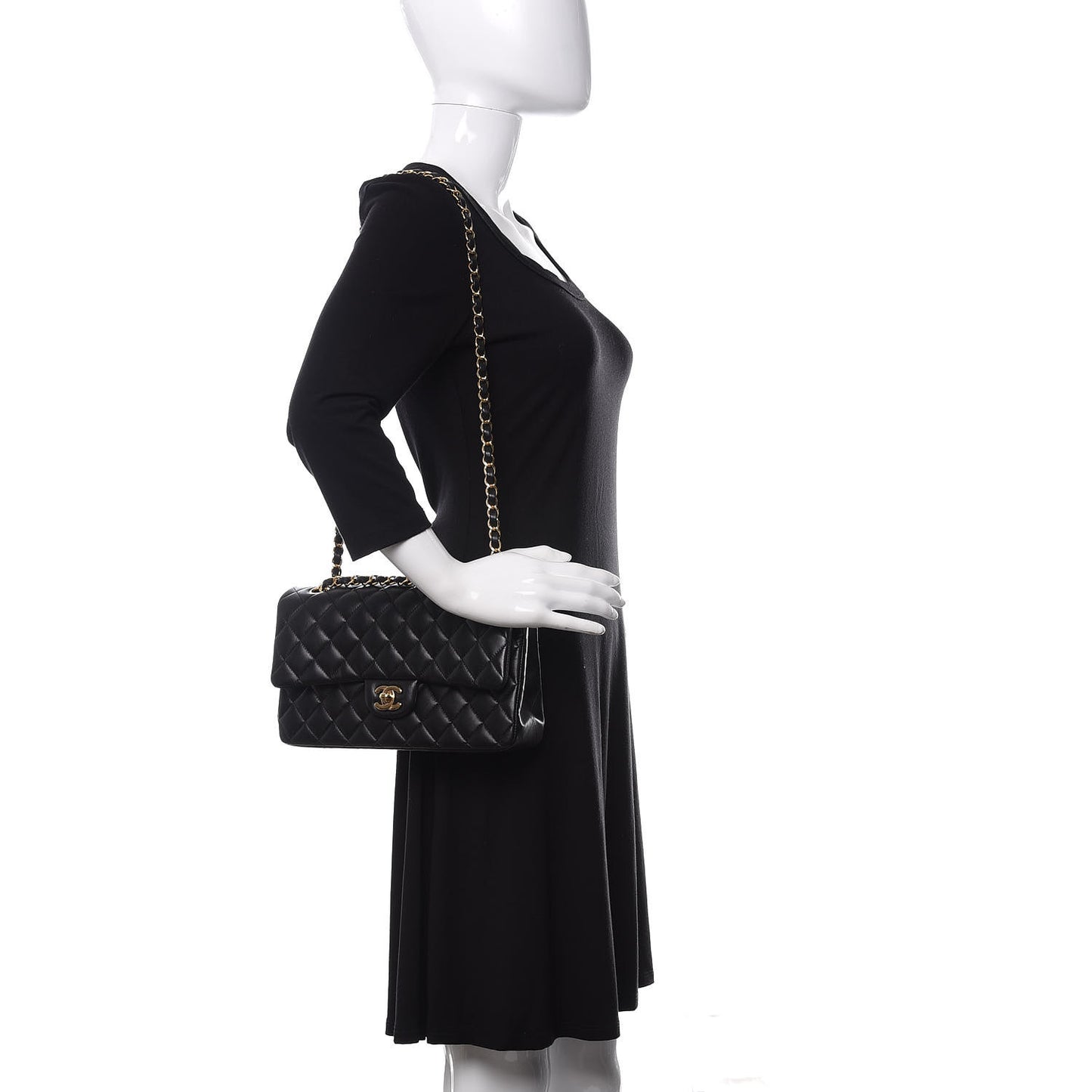 Lambskin Quilted Medium Double Flap Black