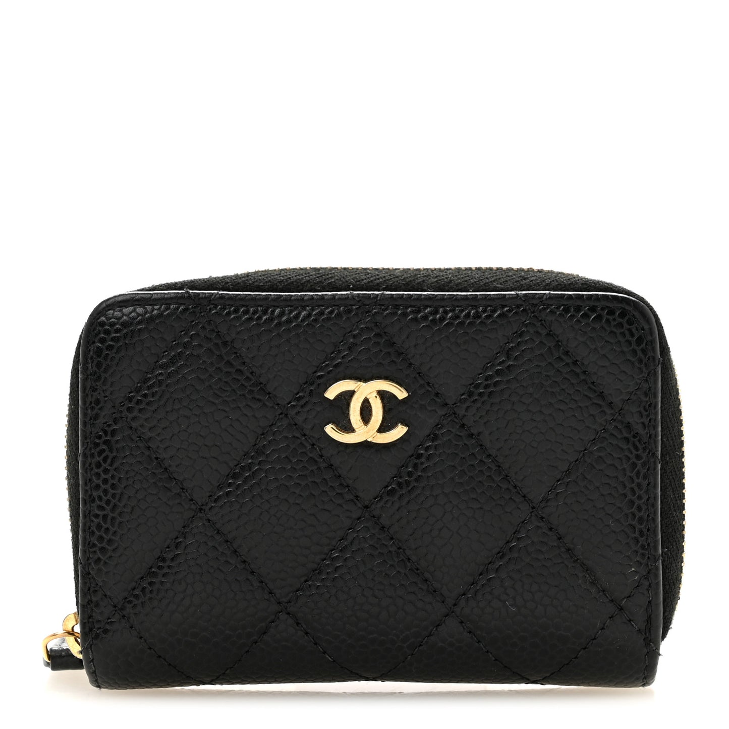 Caviar Quilted Zip Coin Purse Black