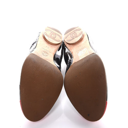 Chanel Patent CC Elastic Cap Toe Ballerina Flats 36 Red Black 7 of 10