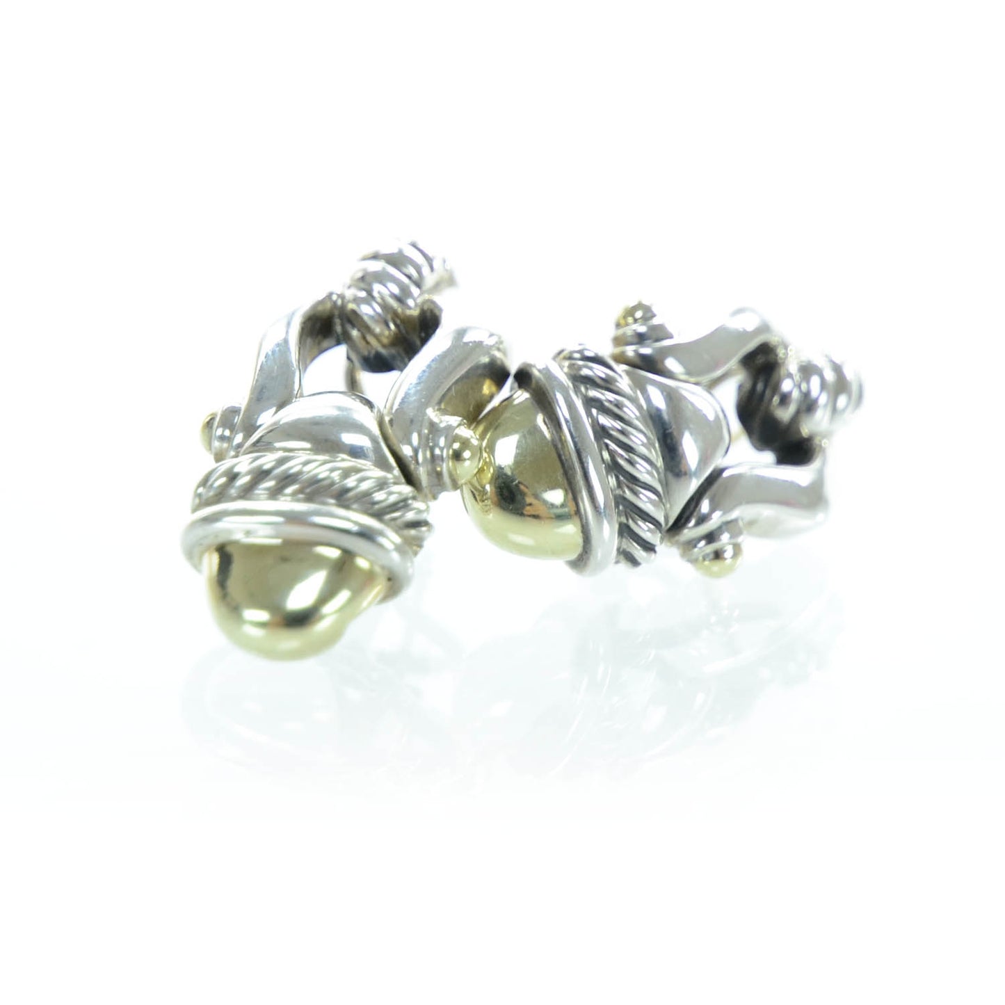 14k Gold and Sterling Silver Buckle Earrings